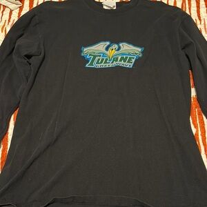 Champion Black Long Sleeve Tee with Green and Blue Logo